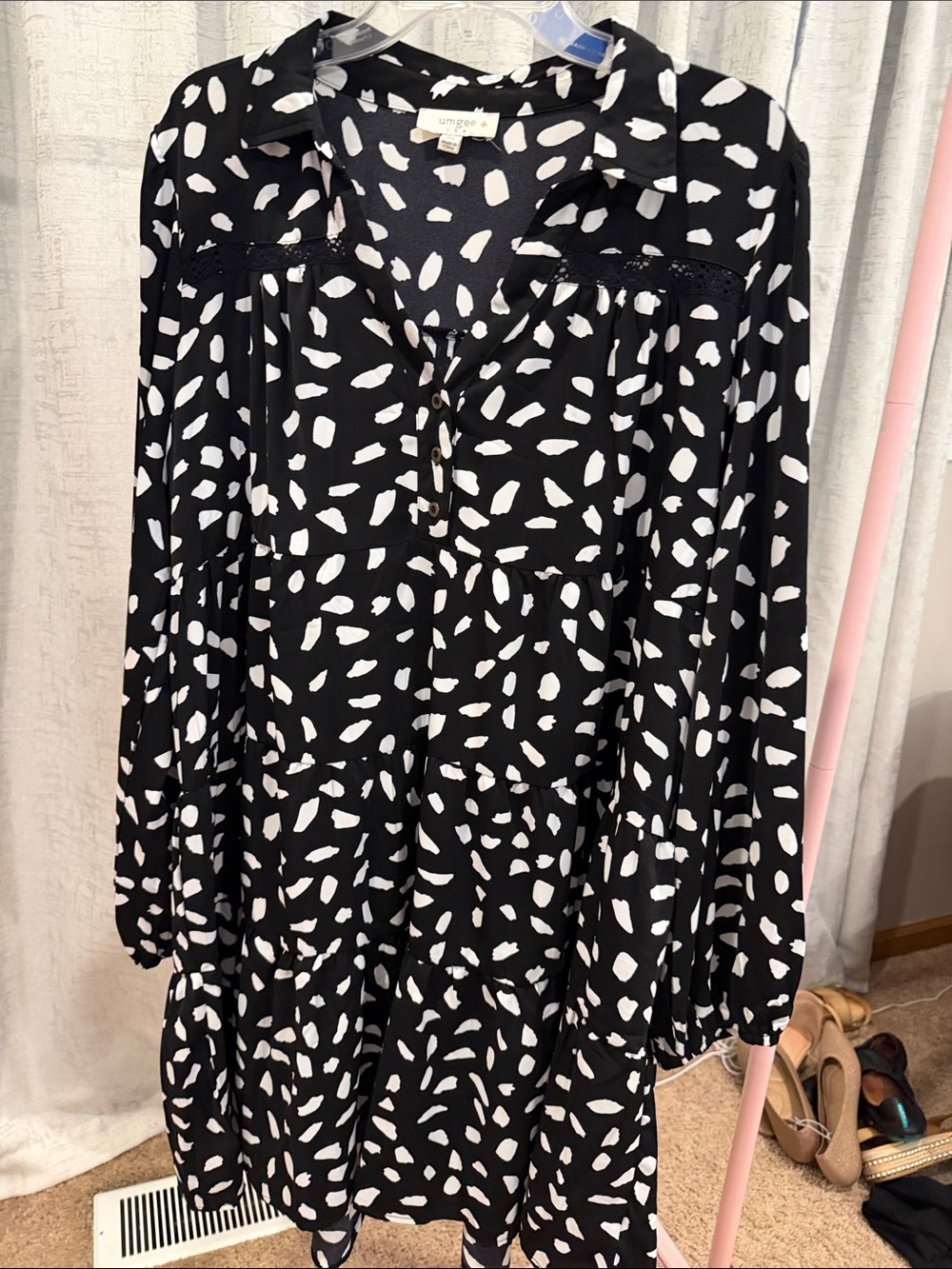 Umgee Black and White Abstract Spot Tunic/dress